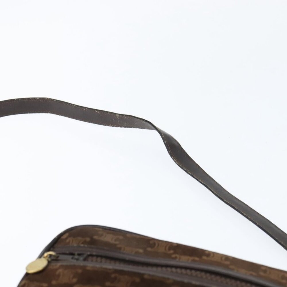 Authentic CELINE Macadam Canvas Shoulder Bag Suede Brown Gold - Picture 6 of 16